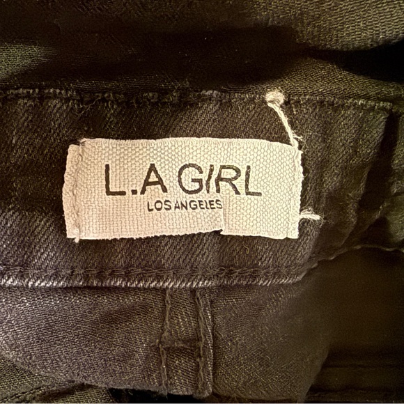 LA Girl Black Denim Straight leg Overalls NWT small - Picture 14 of 15